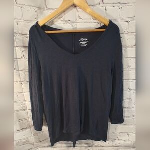 Chicos Ultimate Tee V Neck Modal Black Quarter Sleeve Top Large